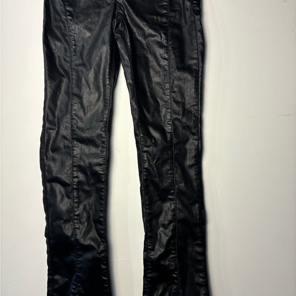 NWT We The Free People Black Coated Split Hem Grunge Pants Small